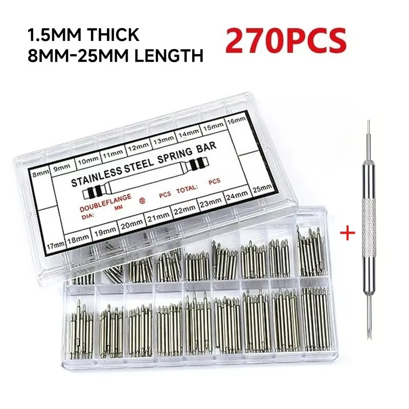Spring Bar Tool Set - ชุดสปริงบาร์สแตนเลส 270 ชิ้น เส้นผ่านศูนย์กลาง 1.5 มม.