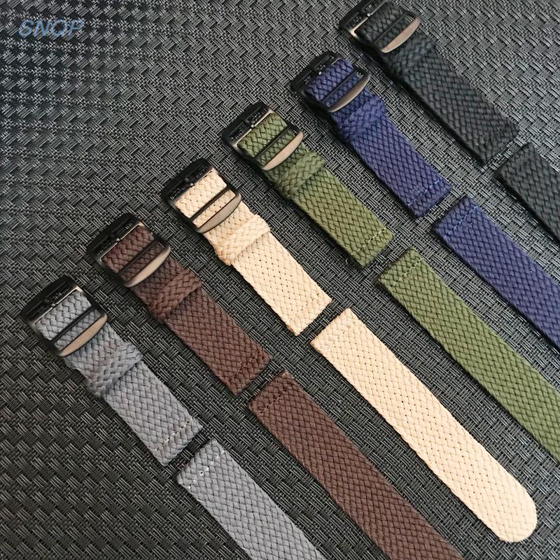 Perlon Strap Woven - 20มม. 22มม. สีดำน้ำเงินเข้มสำหรับ perlon ทอไนลอนสายรัดข้อมือผ้าทอสายนาฬิกาเข็มขัดหัวเข็มขัดสีดำ
