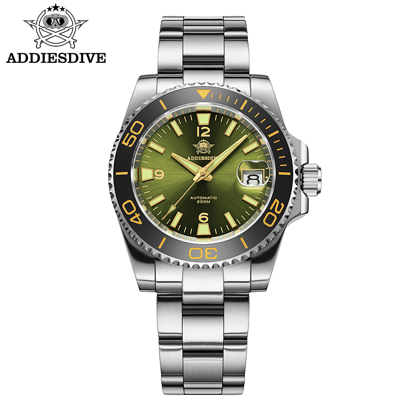 Stainless Bracelet Diver - ADDIESDIVE ใหม่ดําน้ําของขวัญนาฬิกาผู้ชาย 8215 อัตโนมัติ Sapphire AR