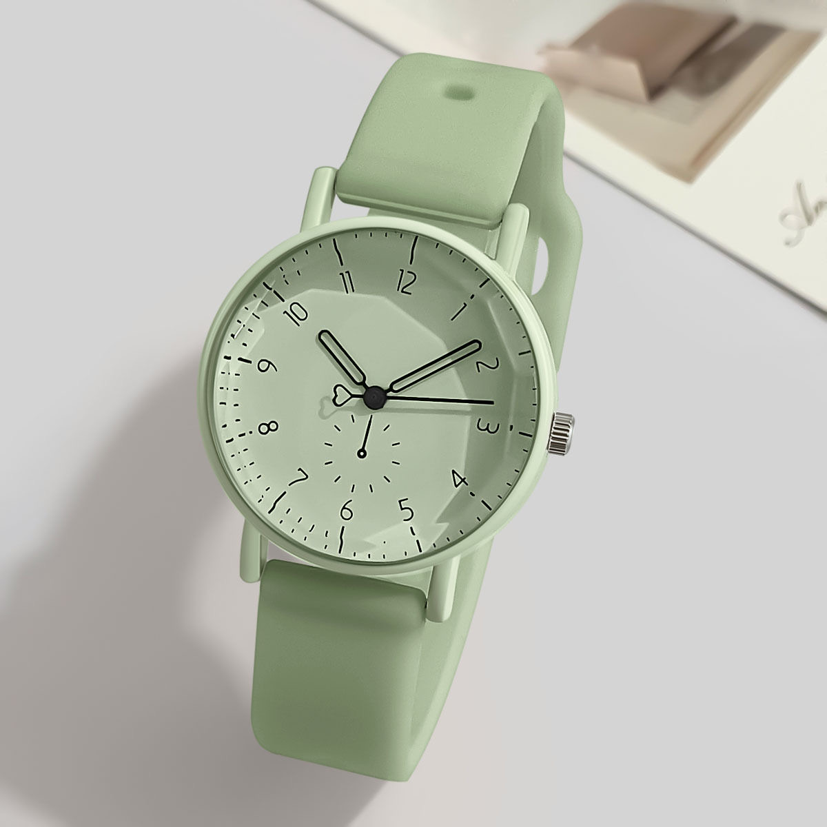 Silicone Band Women - นาฬิกาควอตซ์แฟชั่นสำหรับผู้หญิง หน้าปัดแบบอาหรับ สายซิลิโคนสีลูกกวาด สำหรับเด็กผู้หญิงและนักเรียน