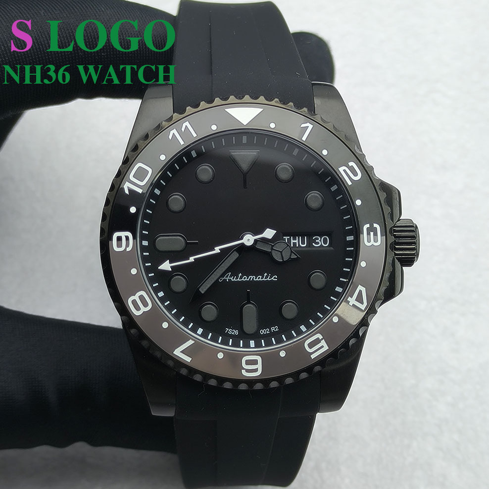 Stainless Bracelet Diver - นาฬิกา 40 มม. NH36 สีดำ นาฬิกาข้อมือผู้ชาย