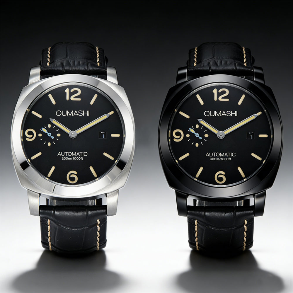 Stainless Bracelet Diver - 44 มม.นาฬิกาผู้ชาย ซีกัล ST2555 กลไกสแตนเลสสตีลนาฬิกากลไกอัตโนมัติความแข็งแกร่งกระจกมิเนอรัลสร้อยข้อมือหนัง