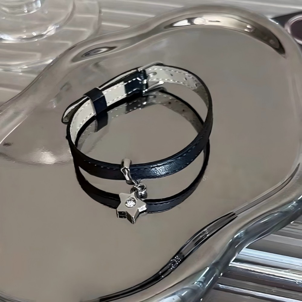 Mesh Strap Metal - สร้อยข้อมือสตาร์ชาร์ม, สร้อยข้อมือสายหนังและโลหะ, เครื่องประดับสไตล์โกธิคพังก์ Y2K สำหรับผู้หญิง