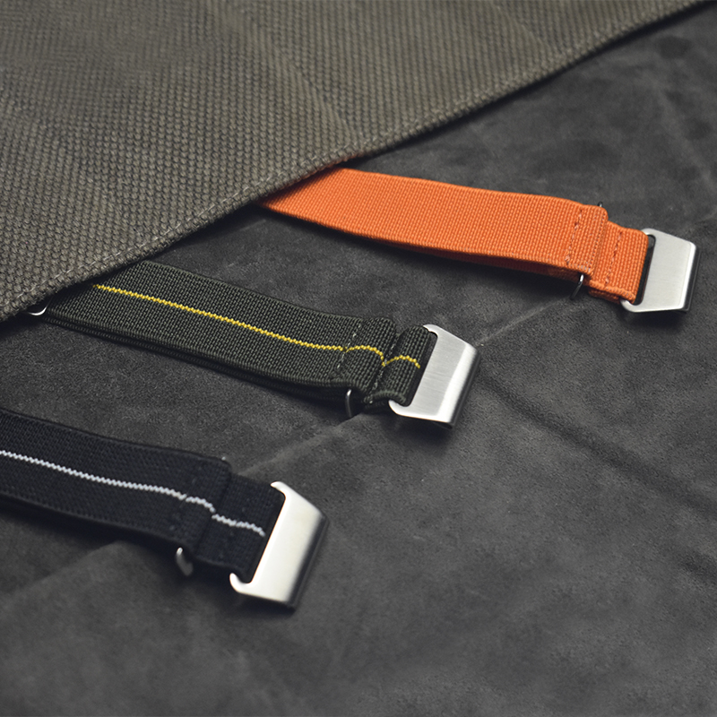 Parachute Strap Elastic - ไนลอนสายนาฬิกาข้อมือ18มม.20มม.22มม.ภาษาฝรั่งเศสคำทหารกระเป๋าร่มชูชีพยืดหยุ่นนาฬิกาสาย Black Silver หัวเข็มขัดสีทองผ้าสายรัดข้อมือ