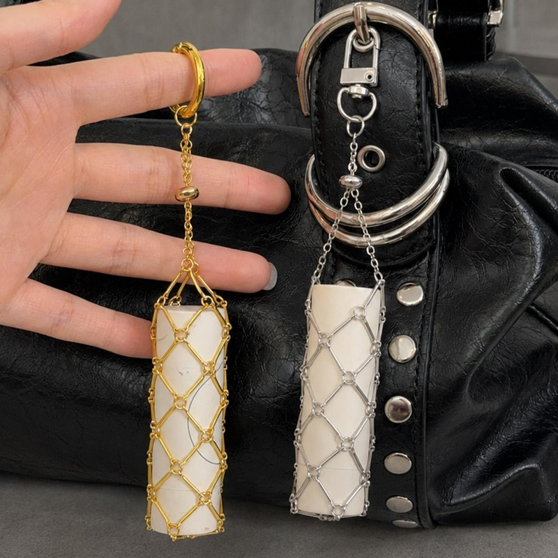 Mesh Strap Metal - กระเป๋าตาข่ายโลหะพกพาสำหรับผู้หญิง น้ำหนักเบา ใส่ลิปสติก ใส่กุญแจ ใส่เครื่องสำอาง แบบตาข่ายโปร่ง
