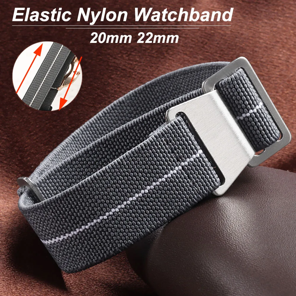 Parachute Strap Elastic - ยืดหยุ่นสายนาฬิกา 60 S ภาษาฝรั่งเศสคําทหารร่มชูชีพสร้อยข้อมือ 20 มม.22