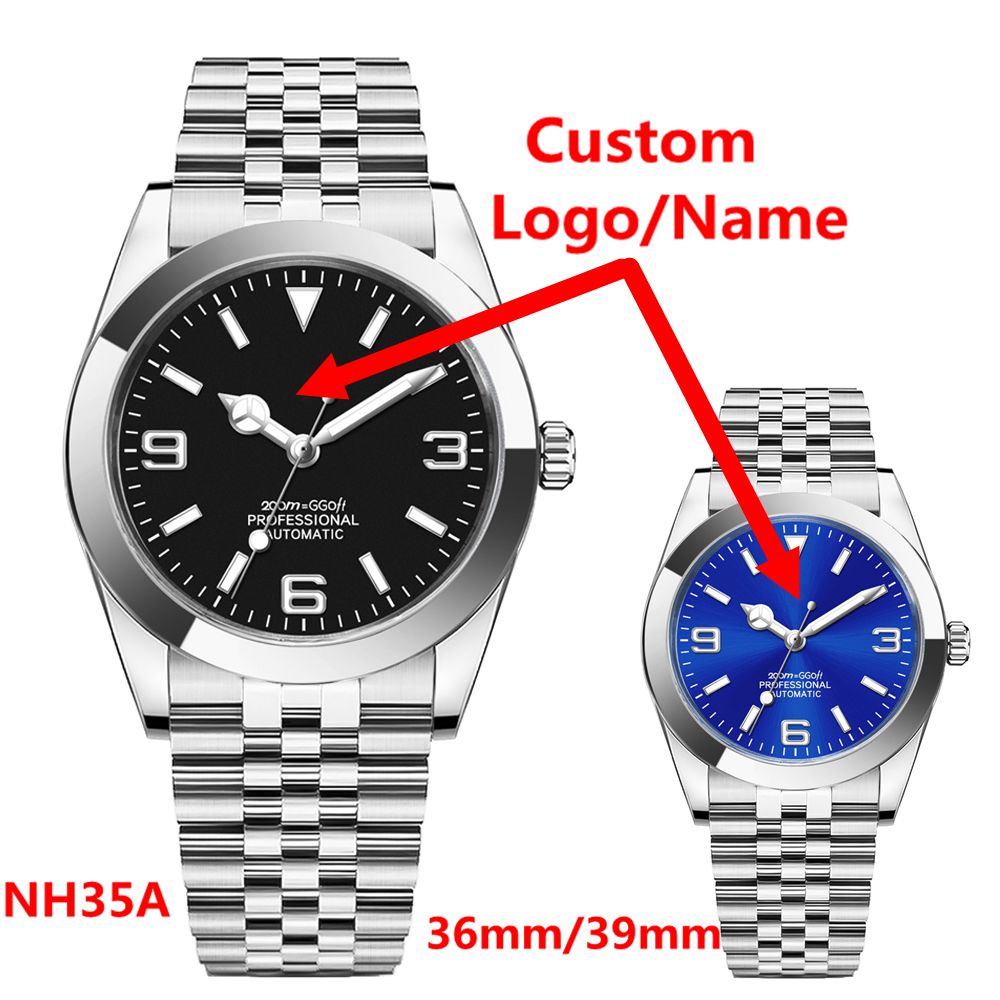 Stainless Bracelet Diver - โลโก้แบบกำหนดเอง นาฬิกาหรู NH35 สำหรับผู้หญิงและผู้ชาย ขนาด 36