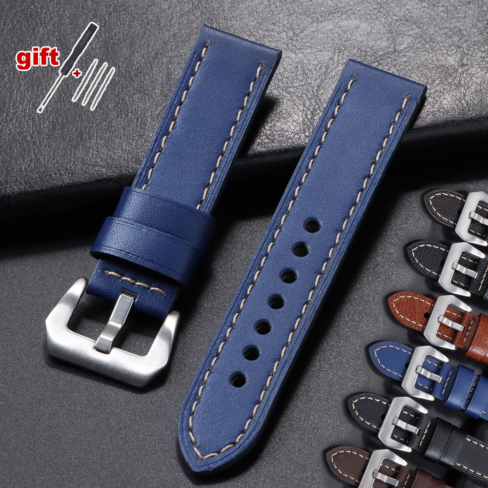 Suede Strap Watch - 18 มม.20 มม.22 มม.24 มม.สายนาฬิกาหนังแท้สําหรับ Panerai