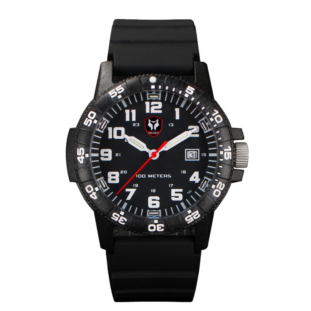 Rubber Strap Diver - Hnlgnox Mens Pilot นาฬิกาสำหรับเล่นกีฬาทหาร10ATM นาฬิกาข้อมือควอตซ์กันน้ำคาร์บอนไฟเบอร์ Luminous