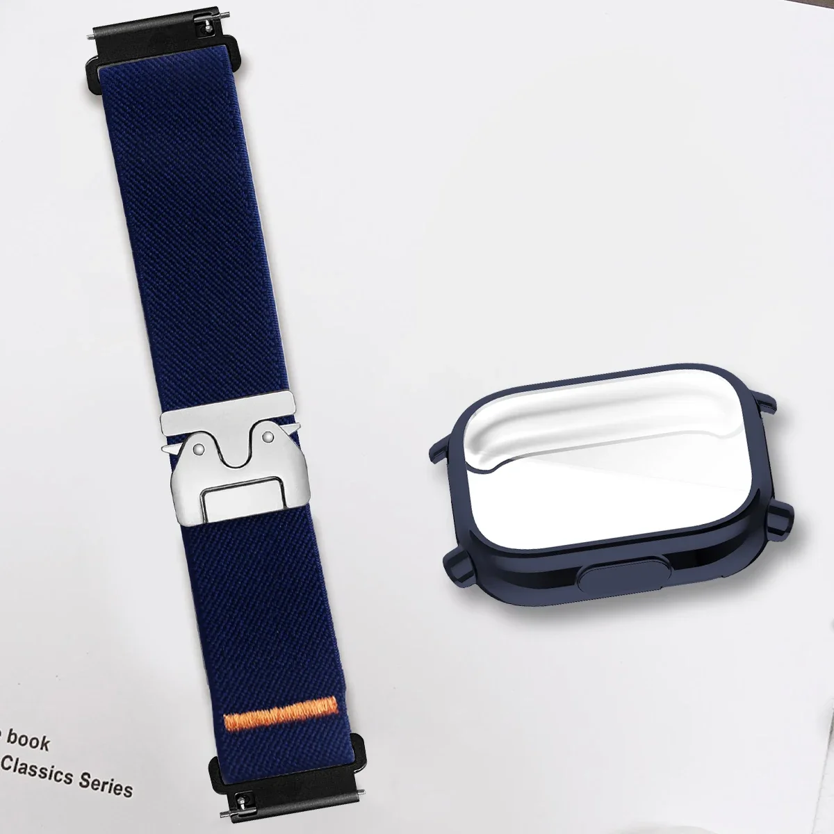 Parachute Strap Elastic - สายรัดไนลอน + เคสTPUสําหรับRedmi Watch 5 Activeสร้อยข้อมือยางยืดหัวเข็มขัดร่มชูชีพสําหรับRedmi