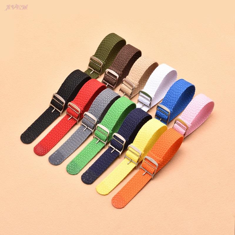 Perlon Strap Woven - ผ้าใบกีฬานาฬิกาที่มีสีสันไนลอนสานสําหรับ Perlon สายรัดข้อมือสร้อยข้อมือนาฬิกาเข็มขัด 14 มม.16 มม.18