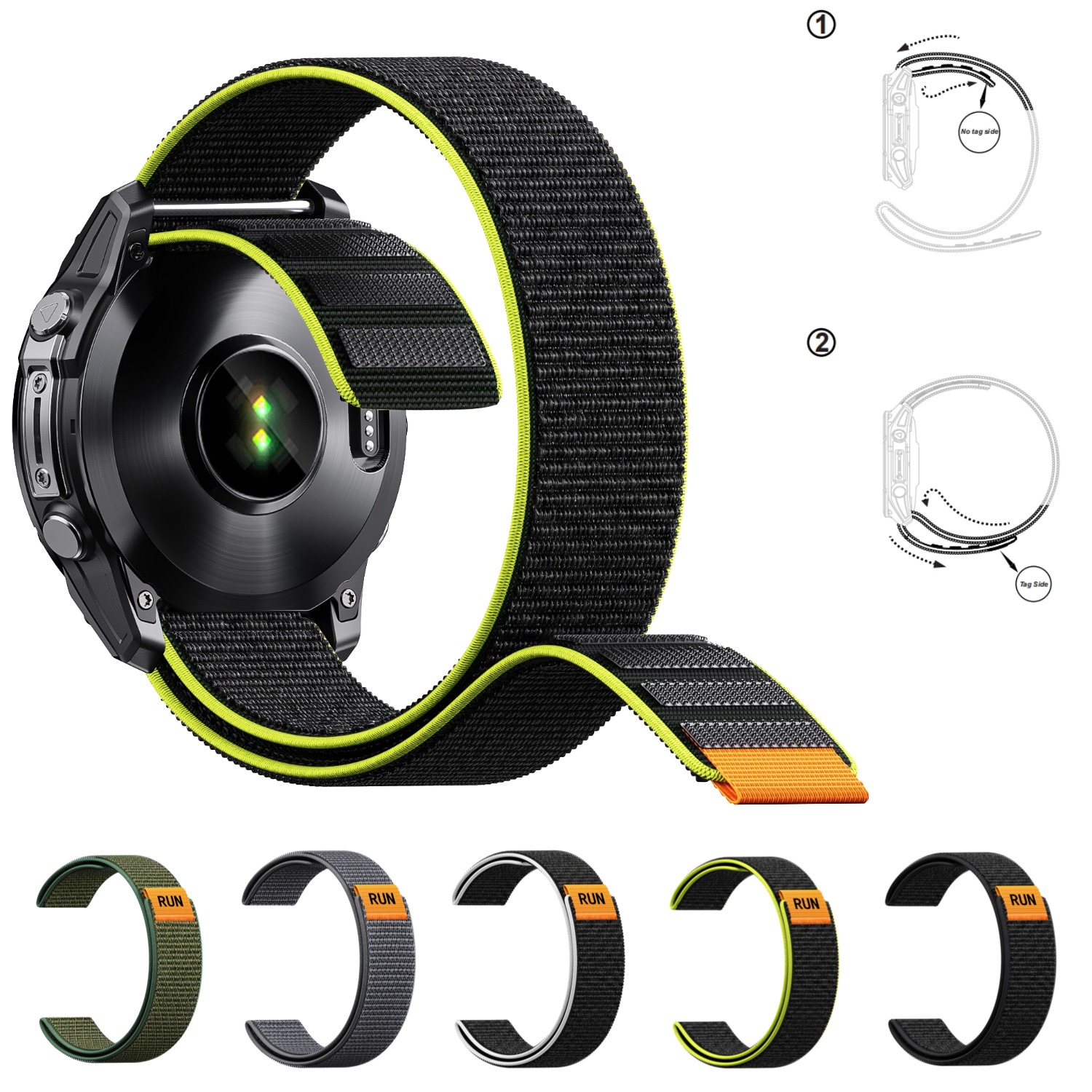 Sport Loop Velcro - สายนาฬิกาแบบตะขอเกี่ยวโลหะน้ำหนักเบาพิเศษ ขนาด 22 มม. 26 มม.