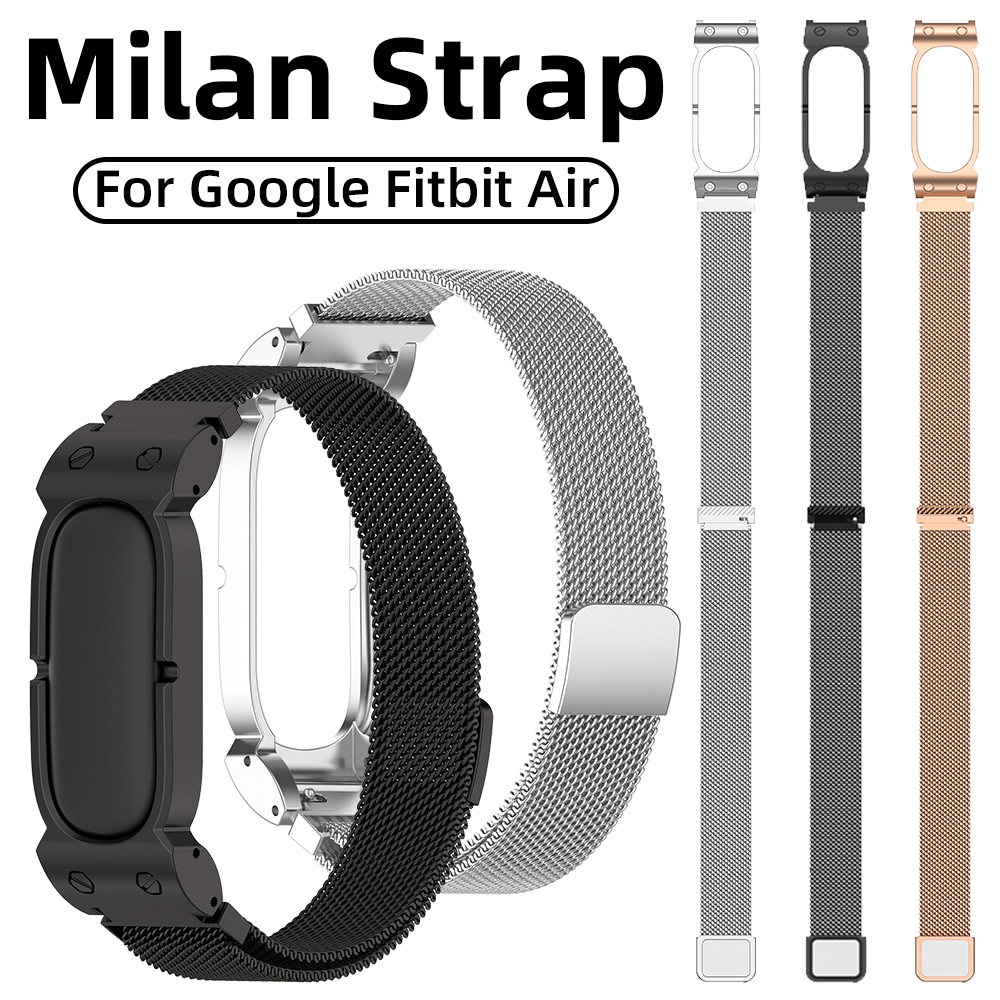 Mesh Strap Metal - สายนาฬิกามิลานีสสำหรับฟิตบิท แอร์สายรัดข้อมือสแตนเลสแบบตาข่ายเปลี่ยนสายรัดข้อมือแม่เหล็กสายรัดข้อมือโลหะผู้ชายผู้หญิง