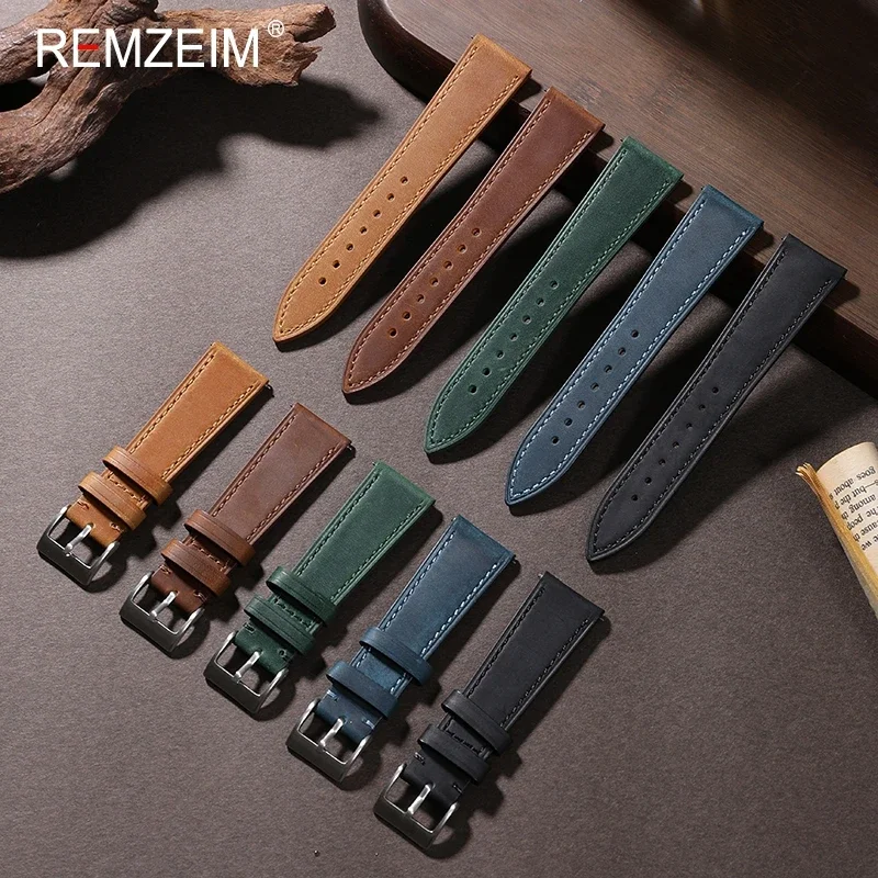 Leather Strap Quick Release - Strap18mm นาฬิกาหนังอเนกประสงค์สไตล์วินเทจเรโทรแบบนิ่ม19มม. 20มม. 21มม. 22มม. ปล่อยไวแบบ
