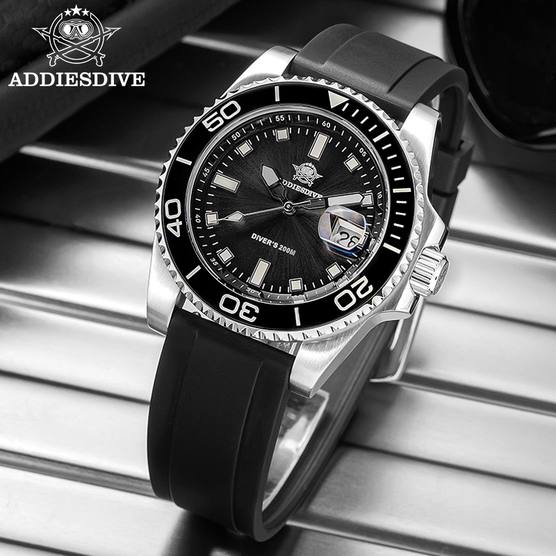 Rubber Strap Diver - ADDIESDIVE 2115 ควอตซ์นาฬิกาดำน้ำ 200 ม. กันน้ำนาฬิกาผู้ชาย