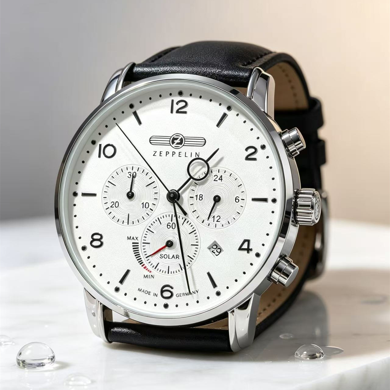Leather Watch Band Men - นาฬิกาข้อมือผู้ชาย Zeppelin Airship ระบบวันที่อัตโนมัติ สายหนัง แฟชั่นหรูหรา