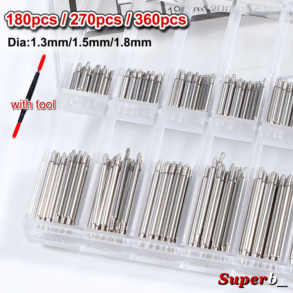 Spring Bar Tool Set - 360 ชิ้น เส้นผ่านศูนย์กลาง 1.3 มม./1.5 มม./1.8