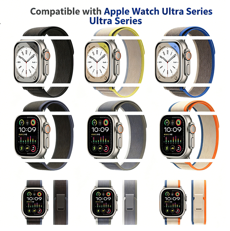 Sport Loop Velcro - สายรัดข้อมือแบบลูปขั้นสูงที่ถักทอพร้อมแถบเวลโคร ใช้ได้กับสายนาฬิกา Apple Watch ทุกรุ่น สายนาฬิกาสำหรับติดตามการออกกำลังกายและกีฬาสำหรับผู้ชายและผู้หญิง