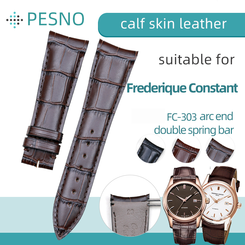Curved Spring Bar - PESNO ลูกวัวหนังแท้นาฬิกาสปริงคู่บาร์ปลายโค้งหนังผู้ชายนาฬิกาสายรัดเหมาะสําหรับ FC 303