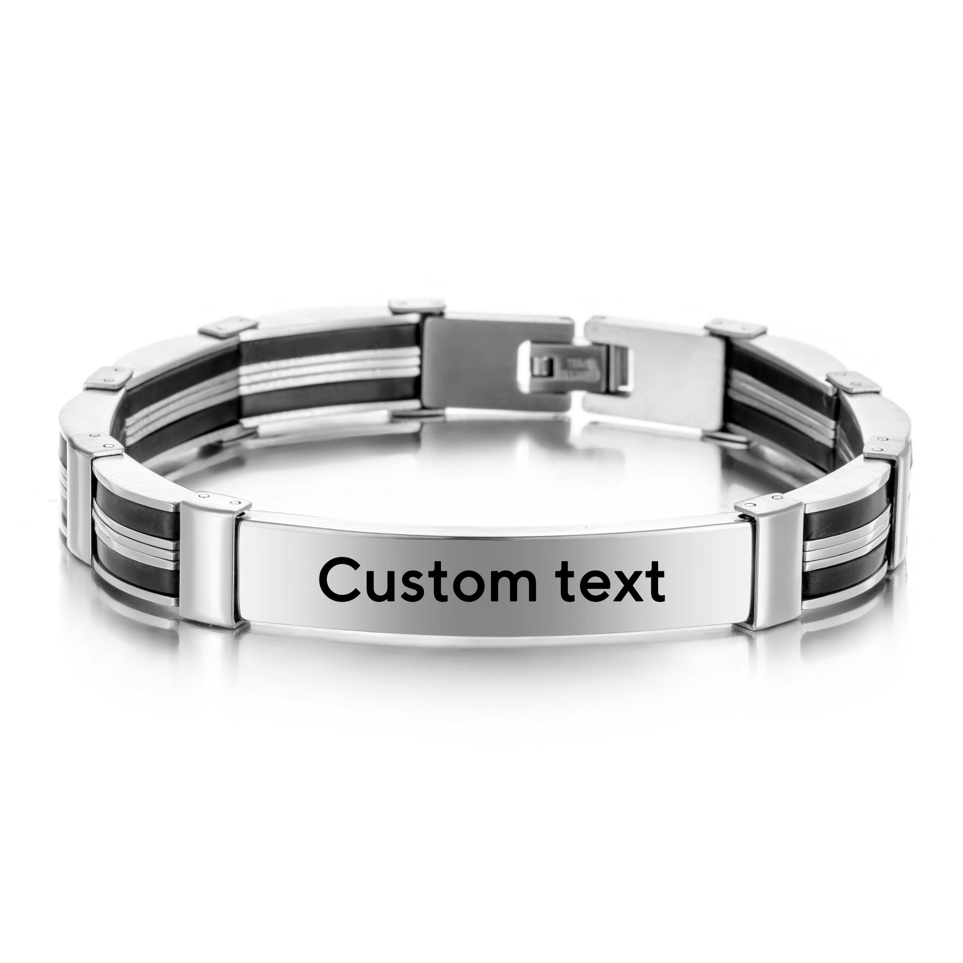 Silicone Band Women - กำไลข้อมือสแตนเลสสตีลแบบพังก์สลักชื่อได้สำหรับผู้ชายและผู้หญิง สายนาฬิกาซิลิโคนเรียบ พร้อมสลักโลโก้ กำไลข้อมือแบบมีชื่อ ของขวัญ เครื่องประดับ