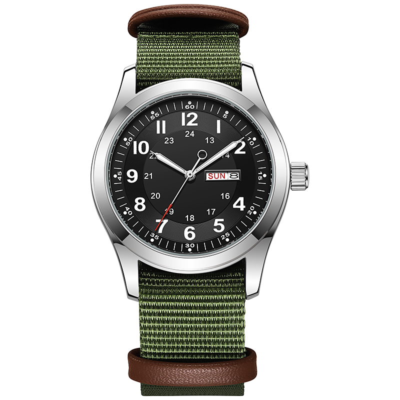 Canvas Strap Watch - 2026 นาฬิกาผู้ชายขนาด 42 มม. เรืองแสงในที่มืด หน้าปัดเรืองแสง