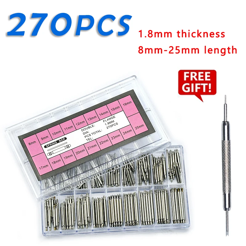 Spring Bar Tool Set - ชุด 270 ชิ้น/เซ็ต สปริงบาร์สแตนเลส เส้นผ่านศูนย์กลาง 1.5