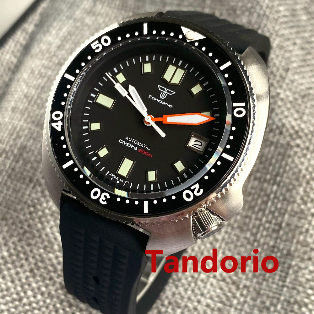 Rubber Strap Diver - แทนโดริโอ 44 มม.ญี่ปุ่น NH35/PT5000 กลไกอัตโนมัติวันที่เรืองแสงนาฬิกาผู้ชาย 200M