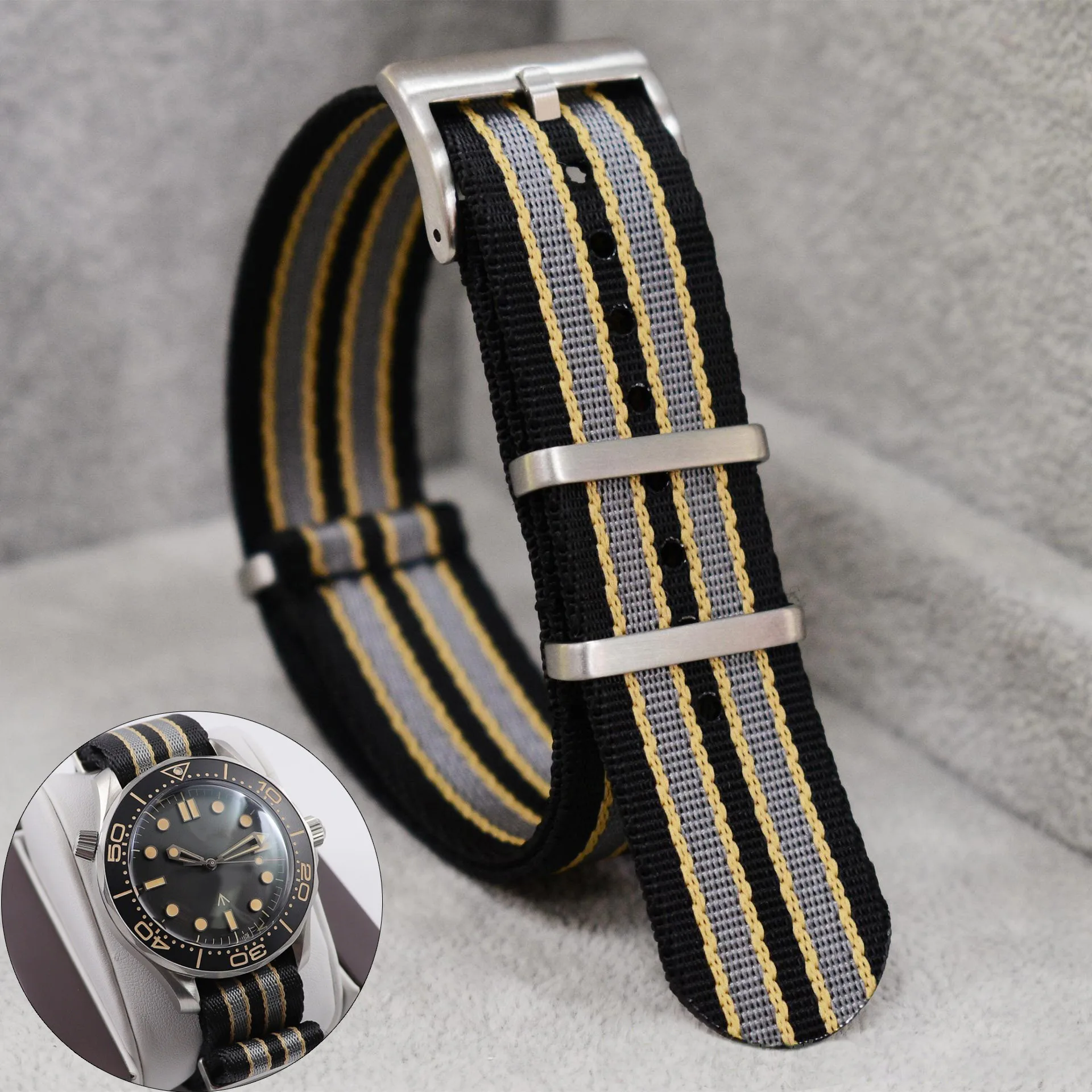 Nato Strap Nylon - สายนาฬิกาไนลอน 20 มม.สําหรับ Omega 007 เปลี่ยนสายไนลอนความหนาแน่นสูงสําหรับ
