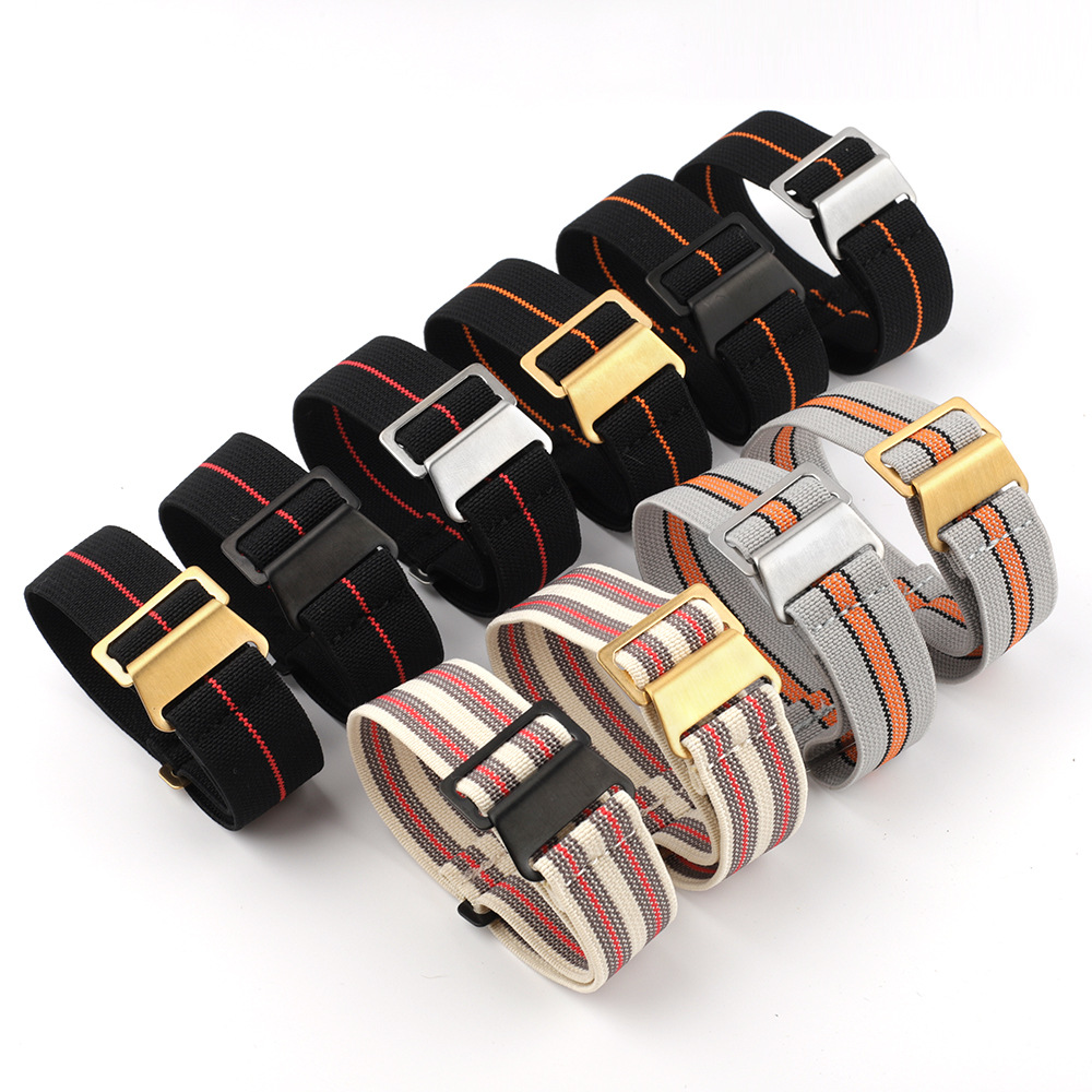 Parachute Strap Elastic - ร่มชูชีพไนลอน 18 มม.20 มม.22 มม.สีเขียวสีเหลืองยืดหยุ่นBreathable Watchband
