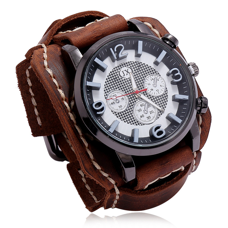 ใหม่ Retro Mens นาฬิกาหนังแท้ก - Leather Watch Band Men บทวิจารณ์และราคา