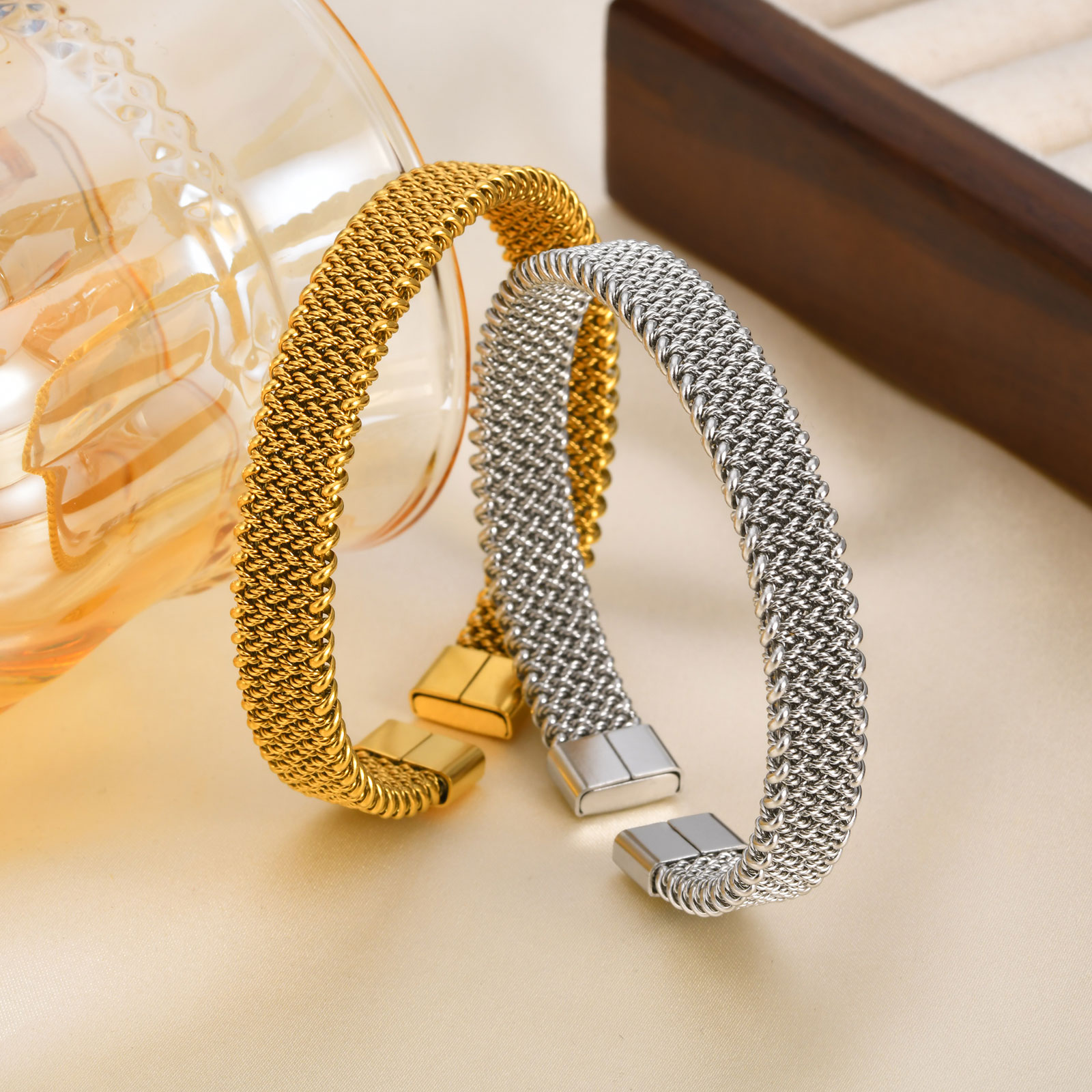 10 มม.สายยืดเปิดสร้อยข้อมือ,ส่ - Mesh Strap Metal บทวิจารณ์และราคา