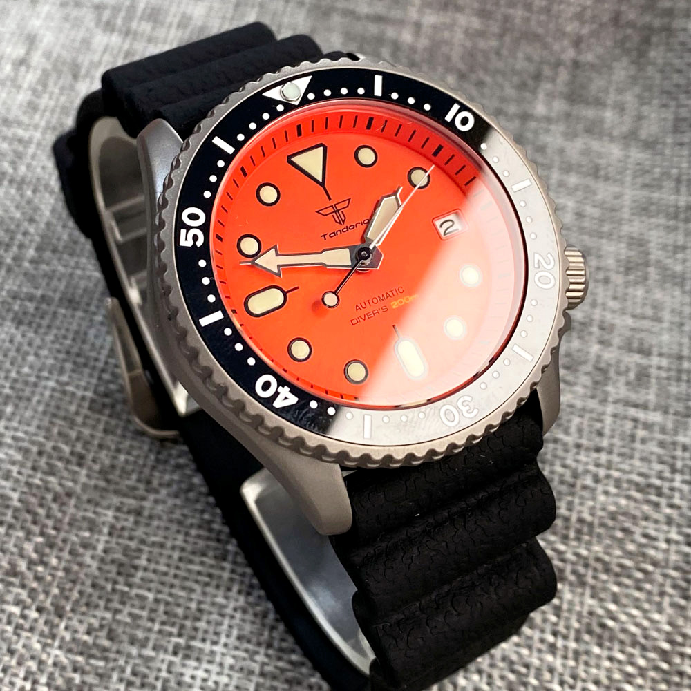 นาฬิกา Tandorio 41 มม. ไทเทเนี - Rubber Strap Diver บทวิจารณ์และราคา