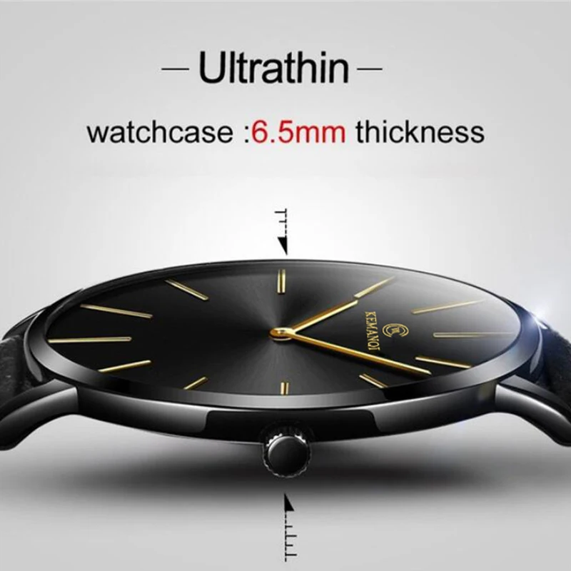นาฬิกาข้อมือควอตซ์ผู้ชายแบบบาง - Leather Watch Band Men บทวิจารณ์และราคา