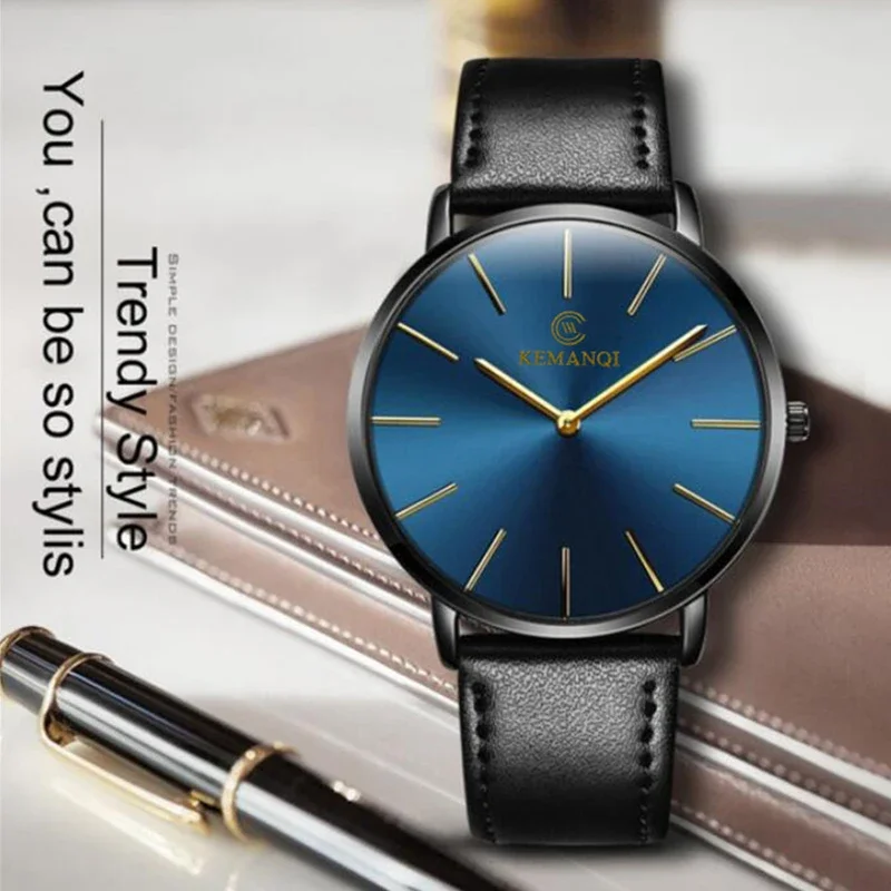 นาฬิกาข้อมือควอตซ์ผู้ชายแบบบาง - Leather Watch Band Men บทวิจารณ์และราคา