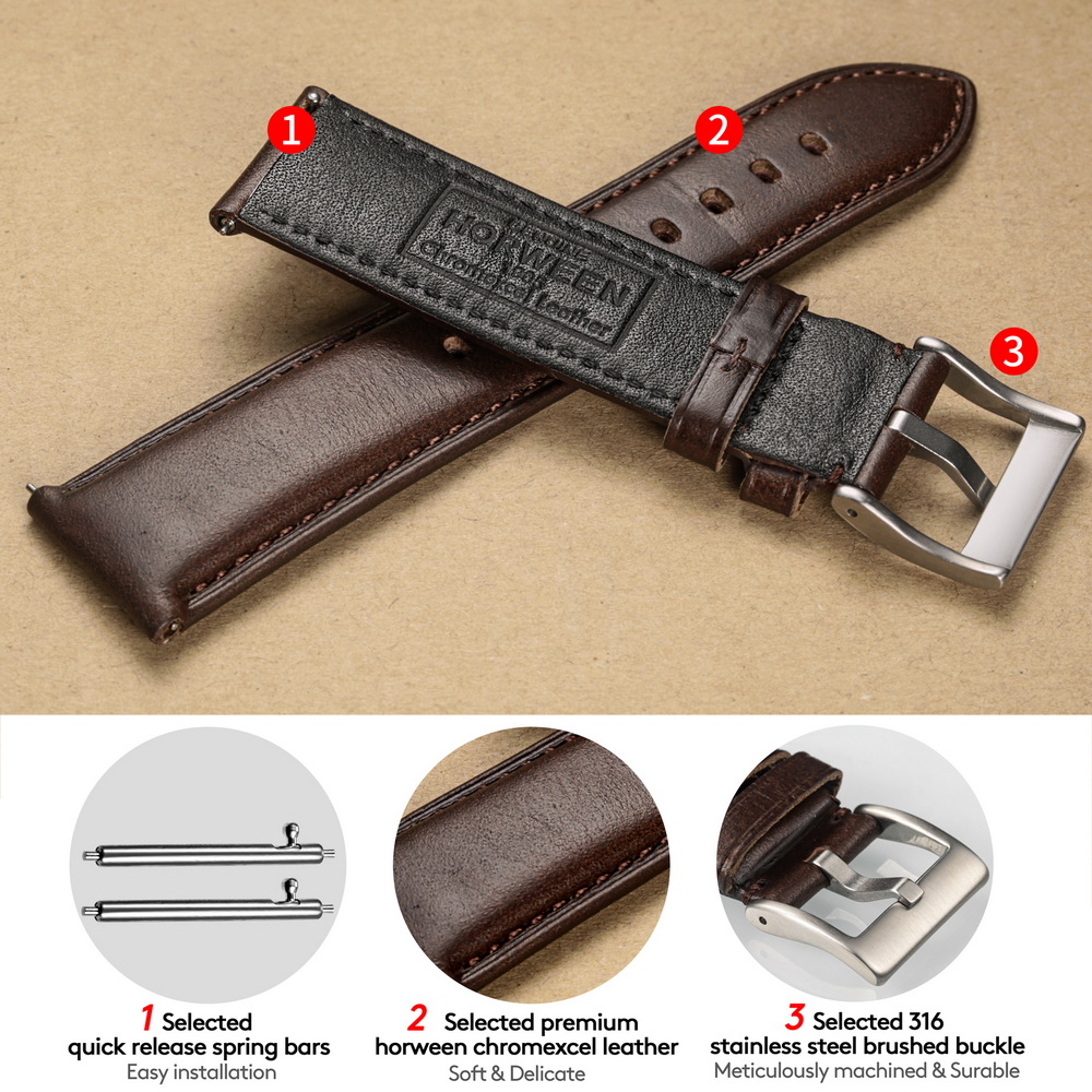 เฮมซุตสายนาฬิกาหนังแท้ QUICK R - Leather Strap Quick Release บทวิจารณ์และราคา