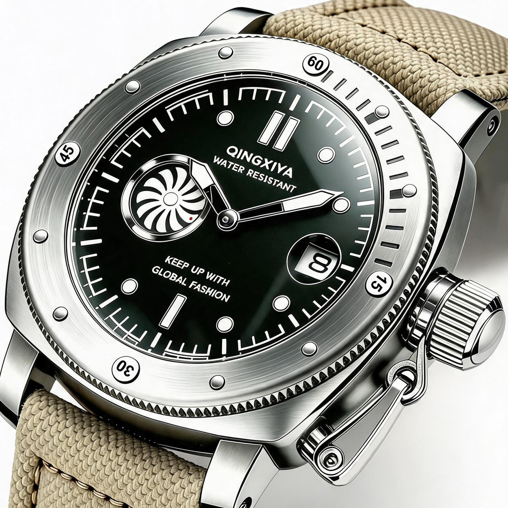 นาฬิกาควอตซ์สายผ้าแคนวาสสีคาคี - Canvas Strap Watch บทวิจารณ์และราคา