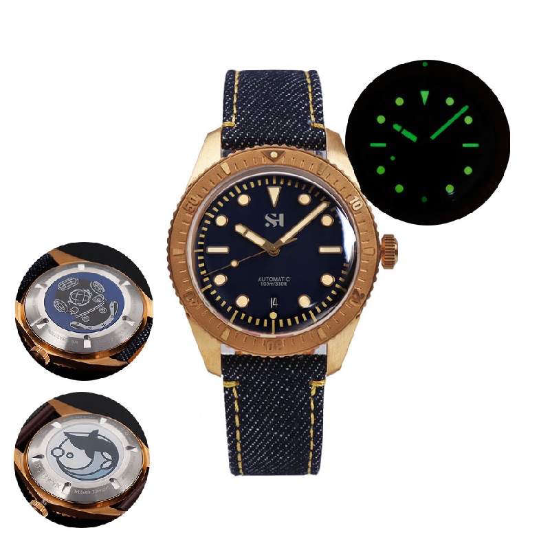 นาฬิกาผู้ชายสีบรอนซ์42มม. นาฬิ - Canvas Strap Watch บทวิจารณ์และราคา