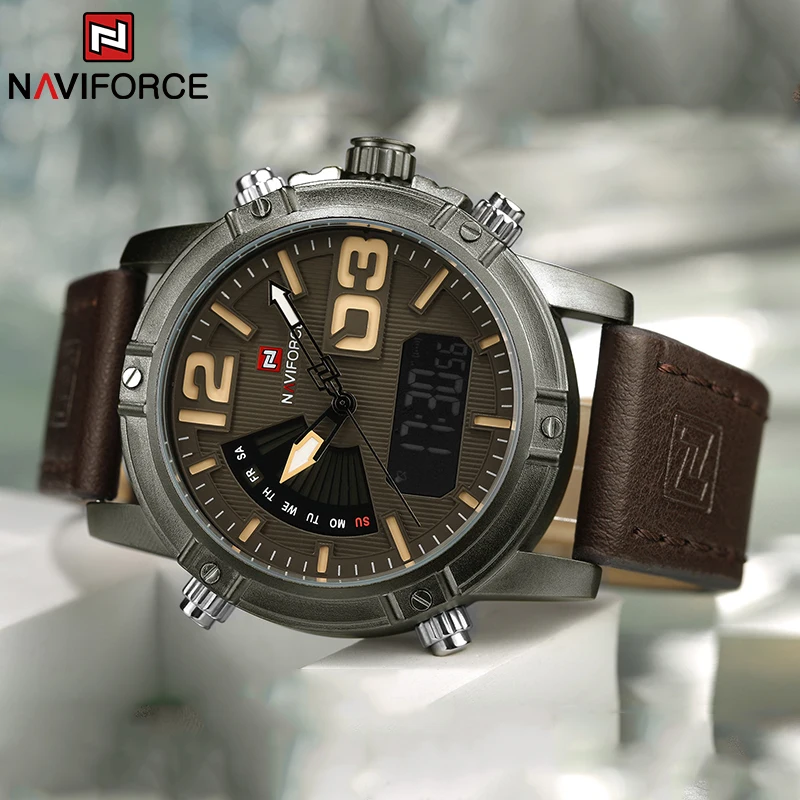 NAVIFORCE แบรนด์ชั้นนำนาฬิกาผู - Leather Watch Band Men บทวิจารณ์และราคา
