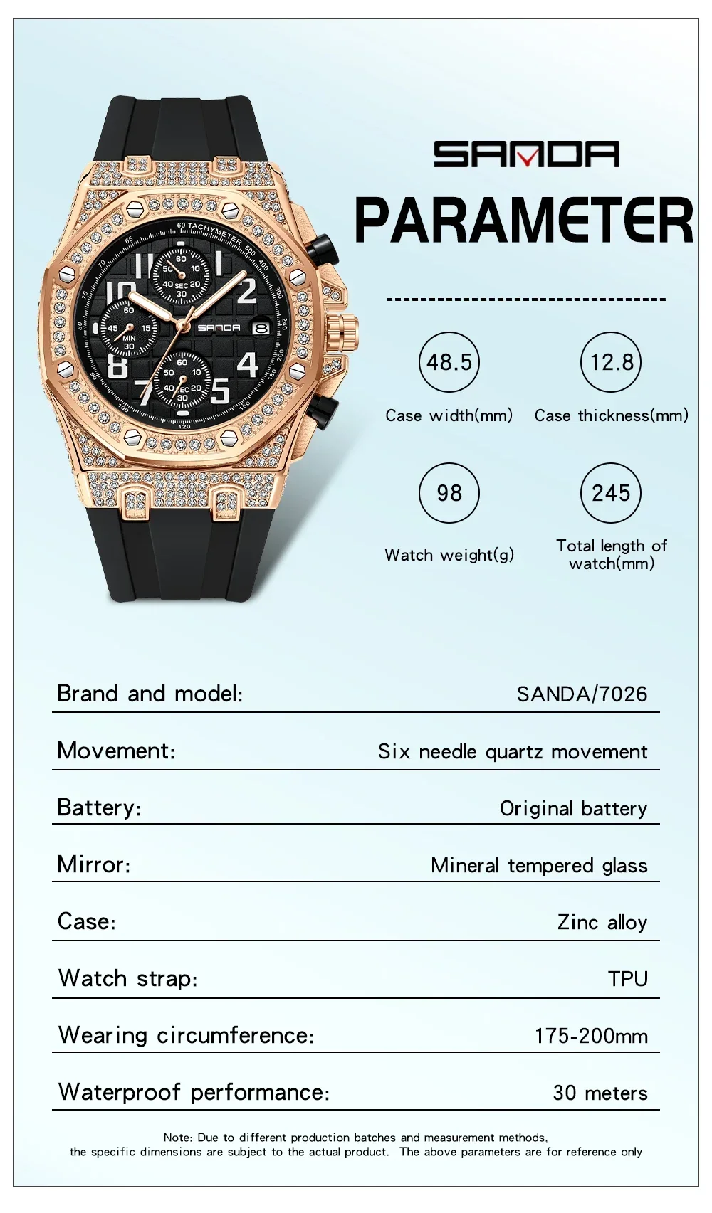 SANDA 7026 นาฬิกาควอทซ์ผู้ชายแ - Rubber Strap Diver บทวิจารณ์และราคา