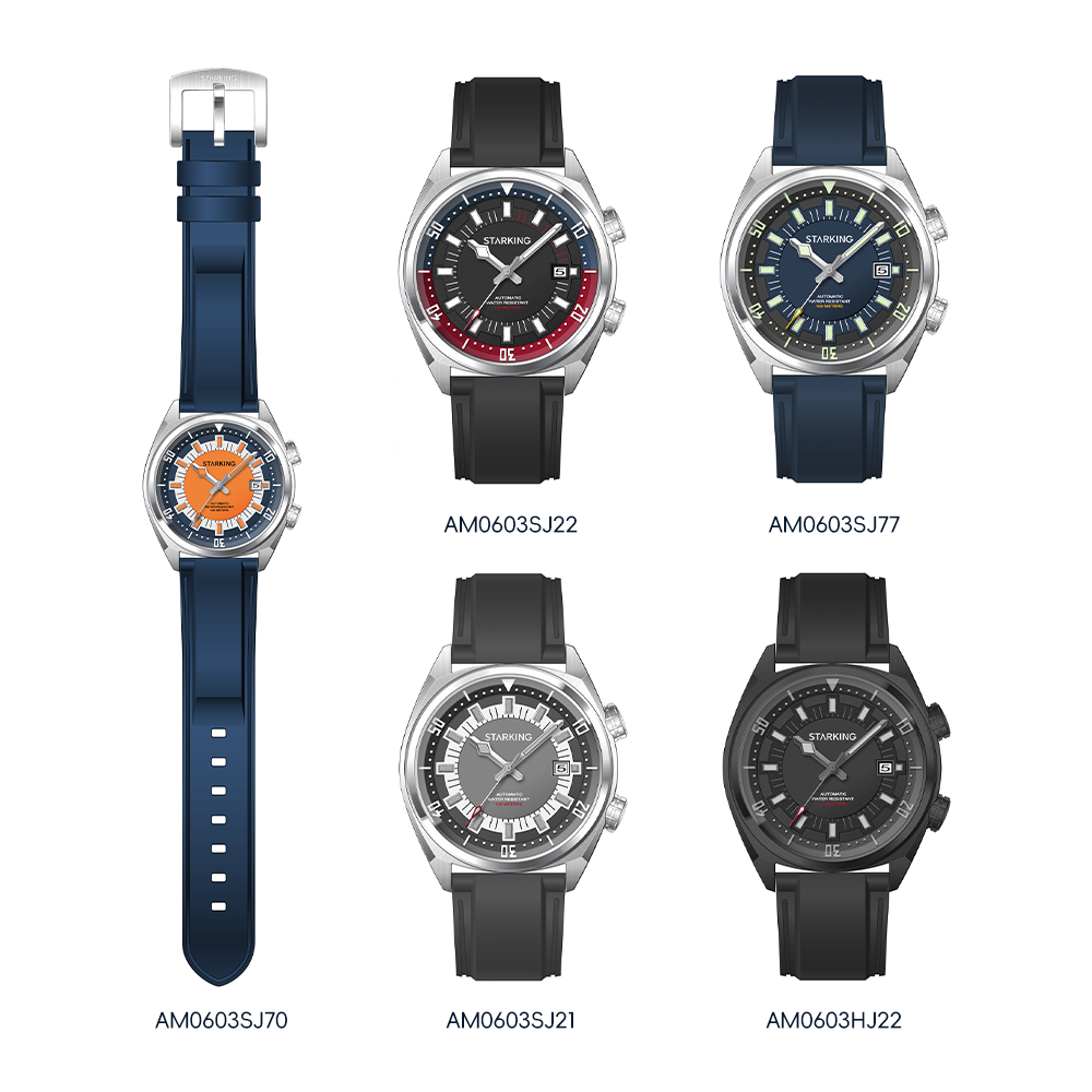STARKING ผู้ชาย'นาฬิกาดำน้ำอัต - Rubber Strap Diver บทวิจารณ์และราคา