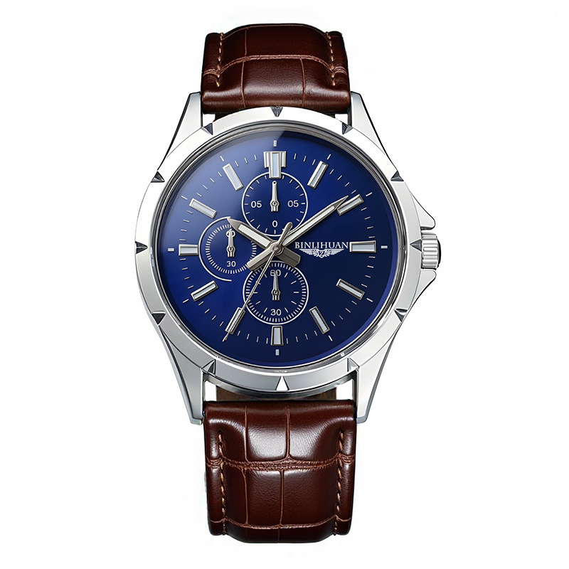 นาฬิกาควอทซ์โครโนกราฟสำหรับผู้ - Leather Watch Band Men บทวิจารณ์และราคา