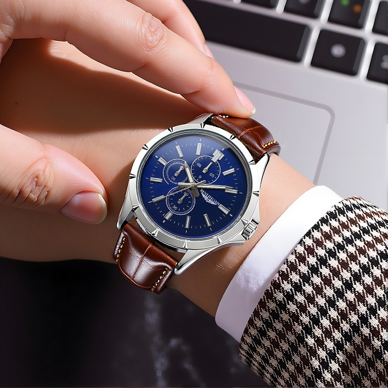 นาฬิกาควอทซ์โครโนกราฟสำหรับผู้ - Leather Watch Band Men บทวิจารณ์และราคา