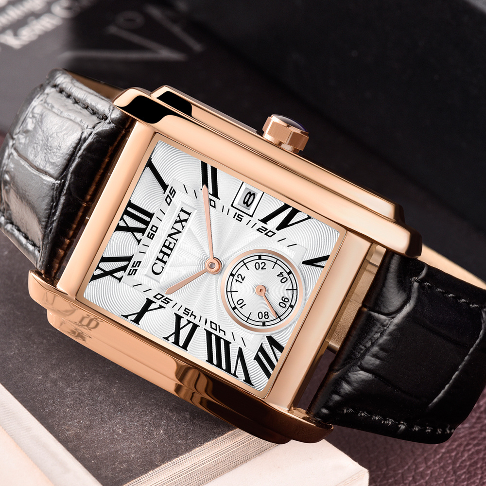 CHENXI 8216 แฟชั่นคลาสสิกสแควร - Leather Watch Band Men บทวิจารณ์และราคา