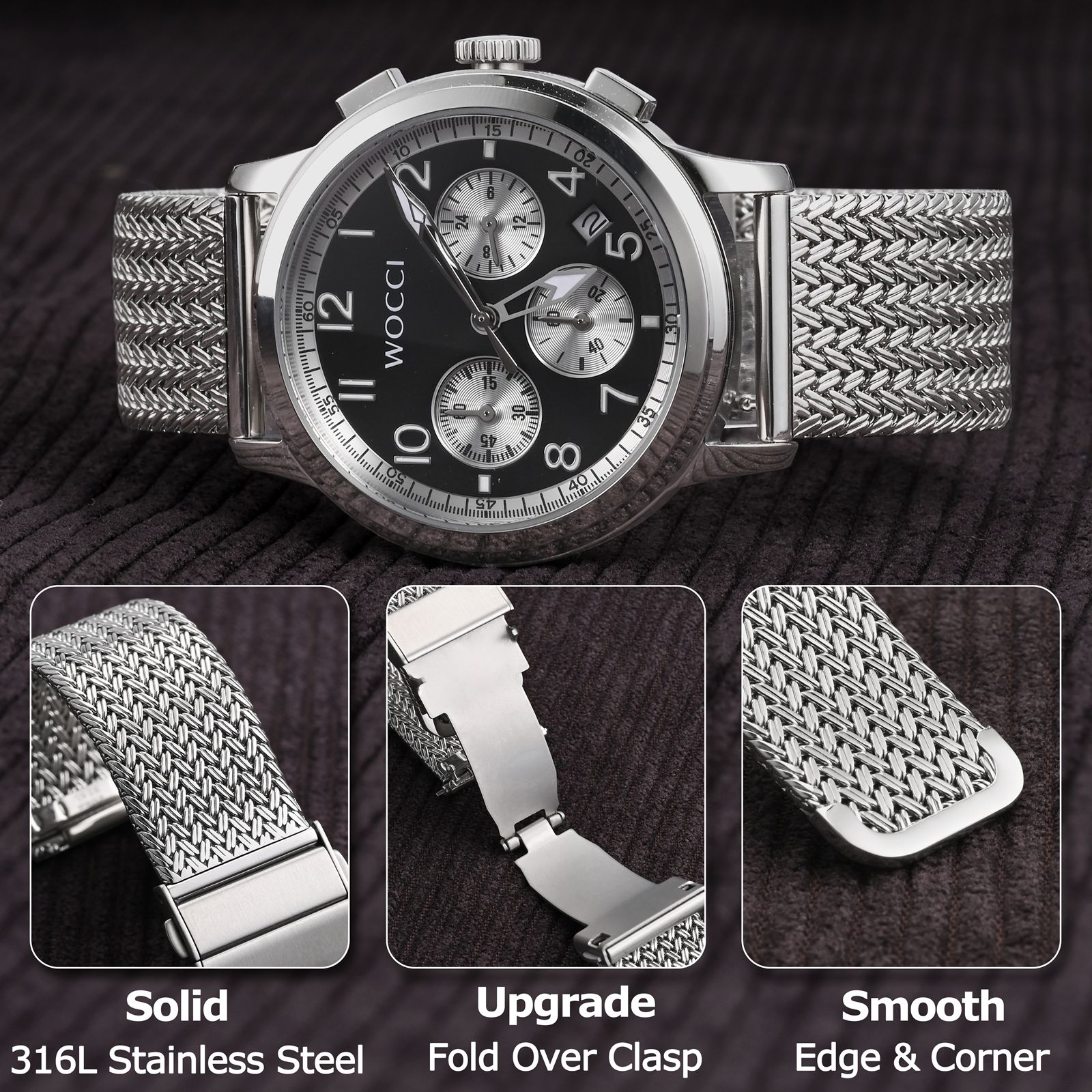 WOCCI Elite สายนาฬิกาโลหะ,ตาข่ - Mesh Strap Metal บทวิจารณ์และราคา