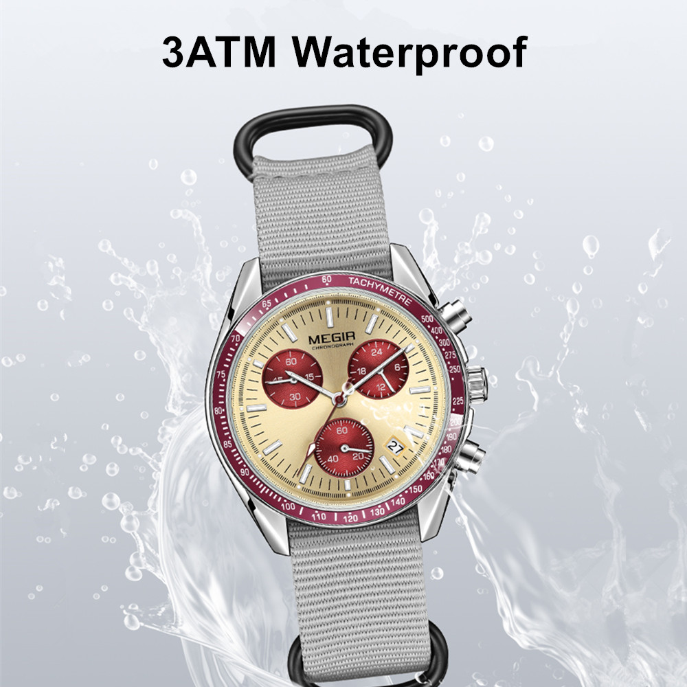 นาฬิกาควอตซ์ MEGIR โครโนกราฟ ส - Canvas Strap Watch บทวิจารณ์และราคา