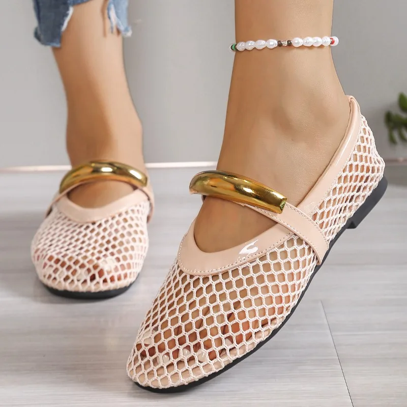 ผู้หญิงฤดูร้อนรอบ Toe ปากตื้นห - Mesh Strap Metal บทวิจารณ์และราคา