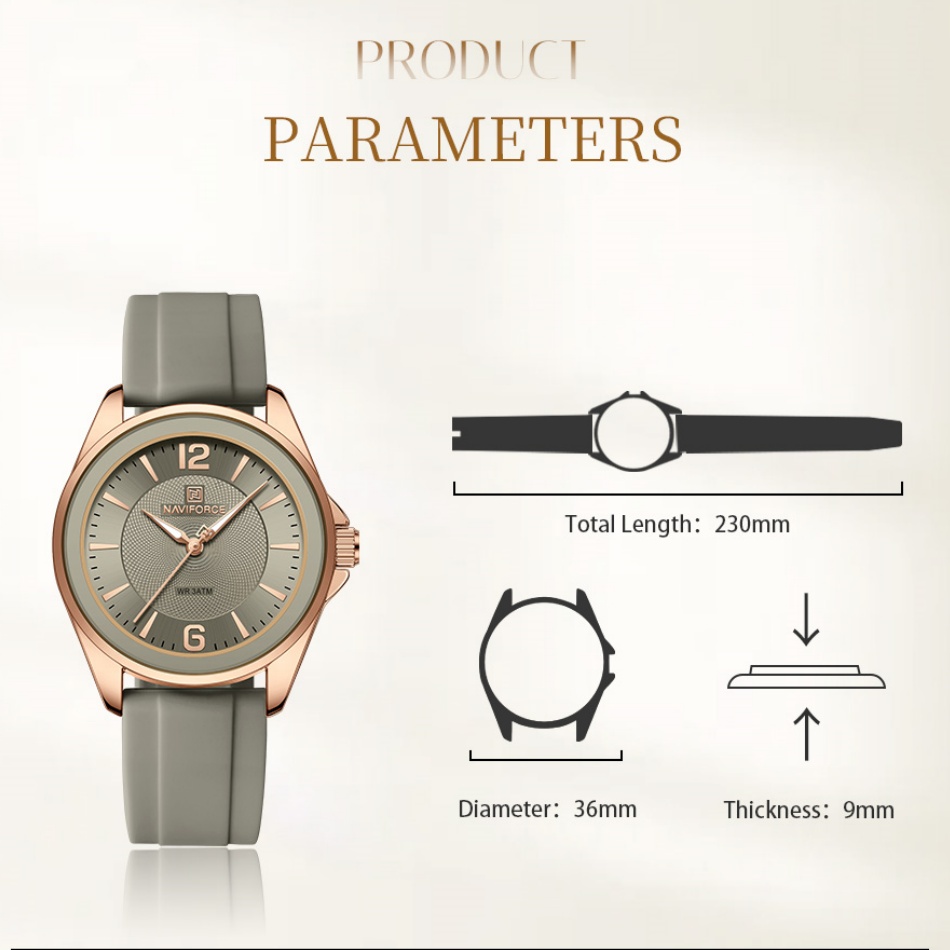 นาฬิกาข้อมือผู้หญิง NAVIFORCE  - Silicone Band Women บทวิจารณ์และราคา
