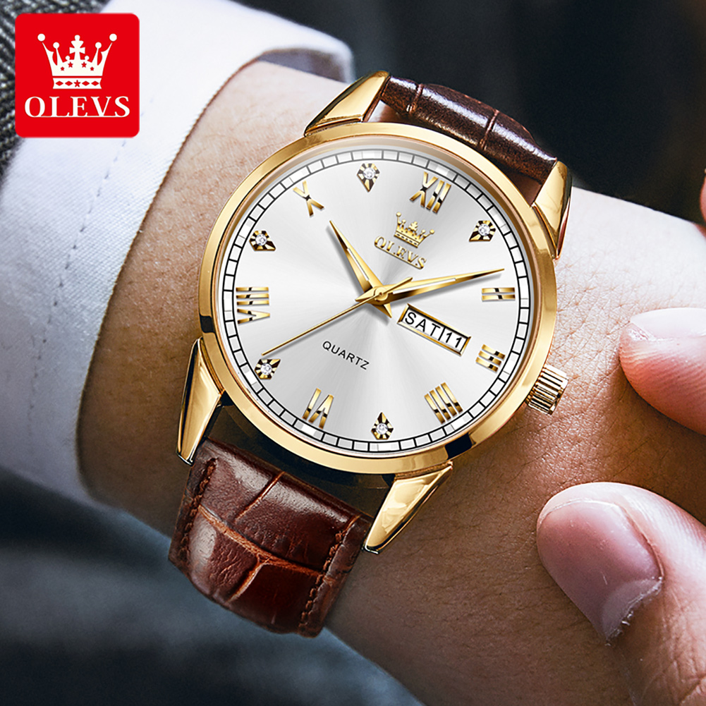 OLEVS 6896 แบรนด์ชั้นนำผู้ชายน - Leather Watch Band Men บทวิจารณ์และราคา