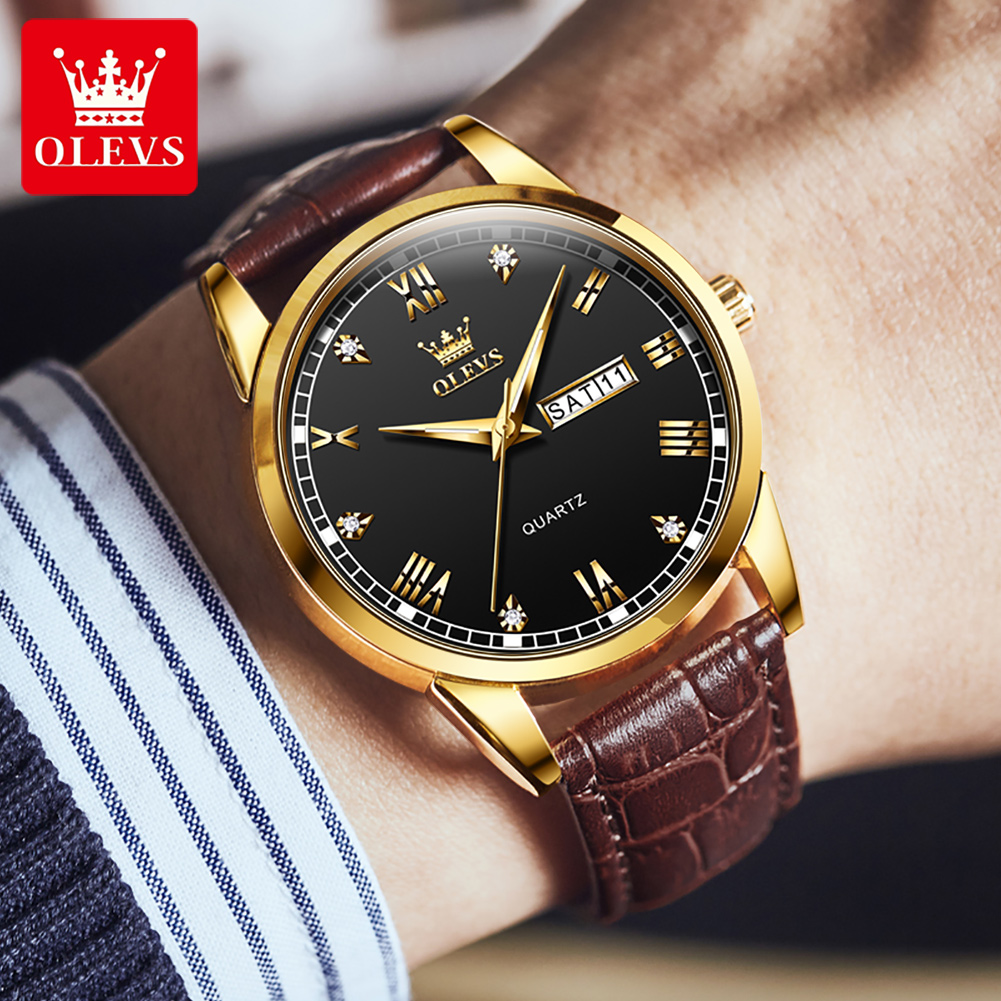 OLEVS 6896 แบรนด์ชั้นนำผู้ชายน - Leather Watch Band Men บทวิจารณ์และราคา
