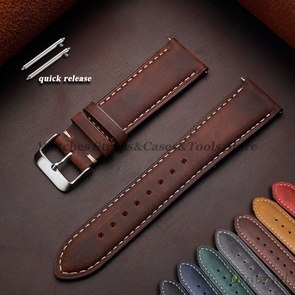 Vintage Cowhide หนังสายนาฬิกา  - Leather Strap Quick Release บทวิจารณ์และราคา
